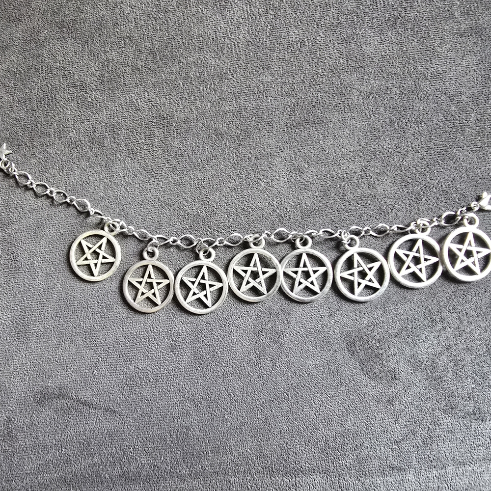 Silver Pentagram Charm Braclet - Women's Silver Tone Jewelry